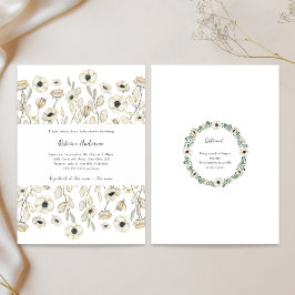 Convites Chá de fraldas Floral Branco + fralda