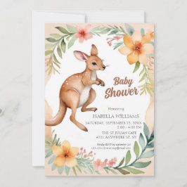 Convites Chá de fraldas Floral Canguru, Cute Elegant