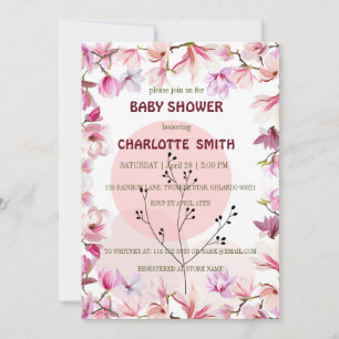 Convites Chá de fraldas floral com gradiente de aquarela co