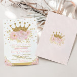 Convites Chá de fraldas Floral Cor-de-Rosa bonito Princesa<br><div class="desc">Celebre a sua princesa com este belo convite de blush e ouro!</div>