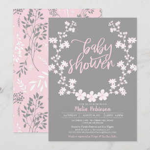 Convites Chá de fraldas floral da grinalda da respiração