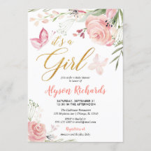 Chá de fraldas floral da menina da borboleta