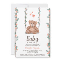 Chá de fraldas floral de aquarela de ursinho