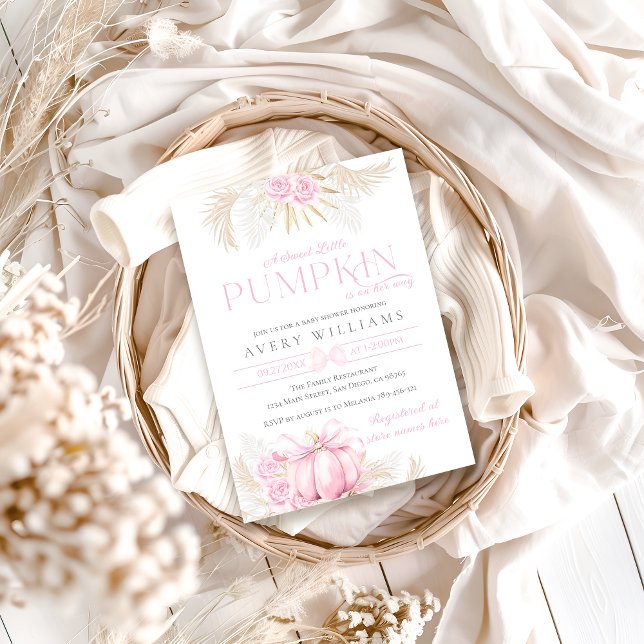 Convites Chá de fraldas Floral de Arco Rosa Pumpkin Girl (Criador carregado)