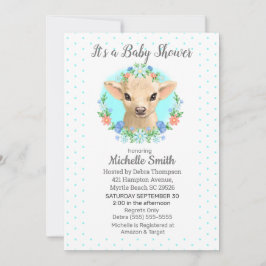 Convites Chá de fraldas Floral de Boi Azul