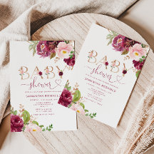 Chá de fraldas floral de Burgundy