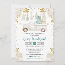 Chá de fraldas Floral de Caminhão Branco e Dourado