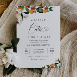 Convites chá de fraldas floral de citros pequenos