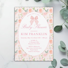 Convites Chá de fraldas Floral de Coquette Gingham Arco Ros