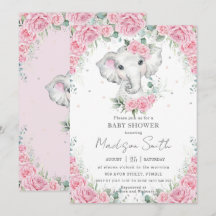 Chá de fraldas Floral de Elefante Cuta, Rosas Rosa