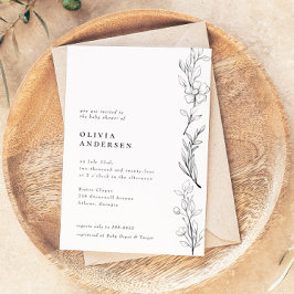 Convites Chá de fraldas Floral de Flor Selvagem Moderno