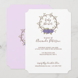 Convites Chá de fraldas Floral de Fora Lilac Cugado