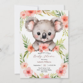 Convites Chá de fraldas Floral de Koala