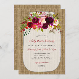 Convites Chá de fraldas floral de Mason Rustic