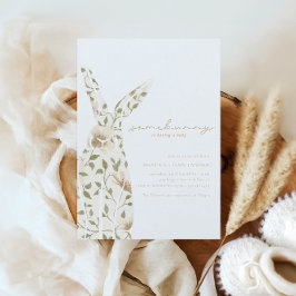 Convites Chá de fraldas Floral de Primavera Asbunny