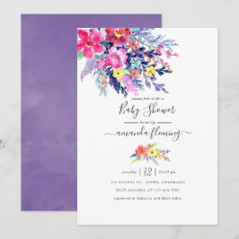 Convites Chá de fraldas Floral de Primavera de Colorida de 