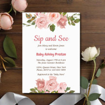 Chá de fraldas Floral de Rosa para Aquarela