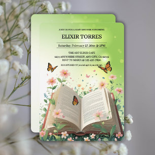 Convites Chá de fraldas Floral de Storybook do Jardim Moder