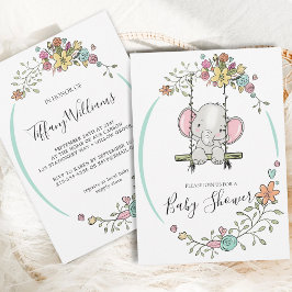 Convites Chá de fraldas Floral de Swing Floral de Rapaz Ele