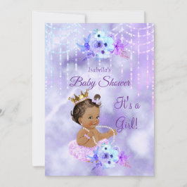 Convites Chá de fraldas floral de Teal Roxo Brunette escuro