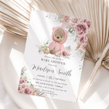 Chá de fraldas Floral de Urso de Teddy Pampas Gras