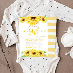 Convites Chá de fraldas Floral de Verão de Girassol