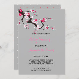 Convites Chá de fraldas floral do rosa elegante da flor de