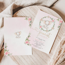 Chá de fraldas floral elefante