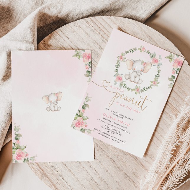 Convites Chá de fraldas floral elefante (Criador carregado)