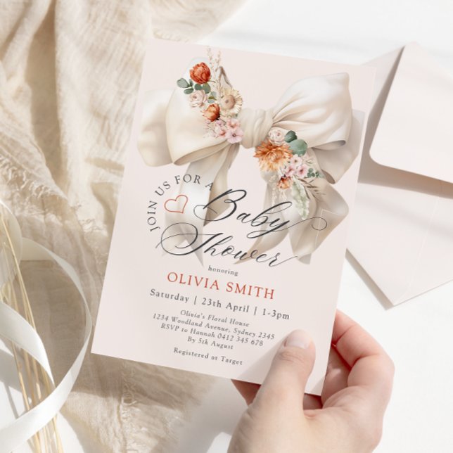 Convites Chá de fraldas Floral Elegante (Criador carregado)