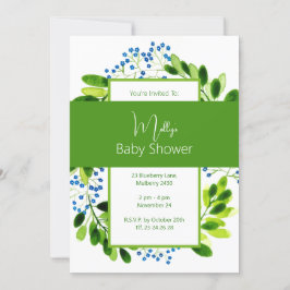 Convites chá de fraldas Floral Elegante Azul Illusima
