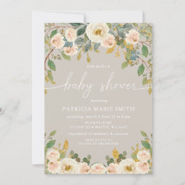 Convites Chá de fraldas Floral Moderno Elegante de Pessegue