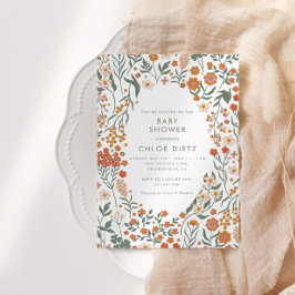 Convites Chá de fraldas Floral Moderno para Groovy