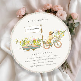 Convites Chá de fraldas Floral para Retriever de Ouro em cr