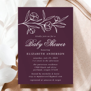 Convites Chá de fraldas Floral Puro Escrito
