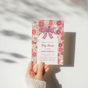 Convites Chá de fraldas Floral Rosa - Chá de fraldas Rapari