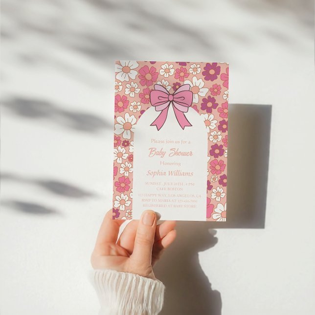 Convites Chá de fraldas Floral Rosa - Chá de fraldas Rapari (Criador carregado)