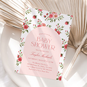 Convites Chá de fraldas Floral Rosa Vintage