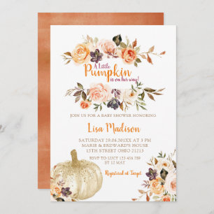 Convites Chá de fraldas Floral Russo Pumpkin 