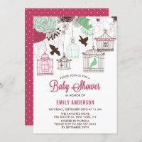 Chá de fraldas Floral Russo Red & Green Bird Cages