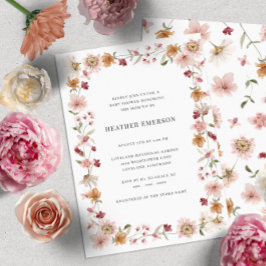 Convites Chá de fraldas Floral Rustic