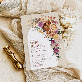 Convites Chá de fraldas Floral Rustic Boho Fall Garden