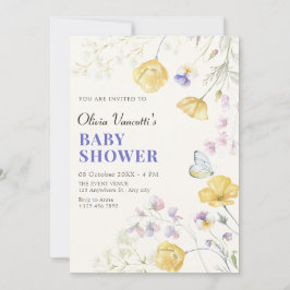 Convites Chá de fraldas floral selvagem Elegante