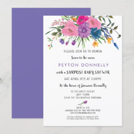 Convites Chá de fraldas Floral Simples e Bonito Elegante