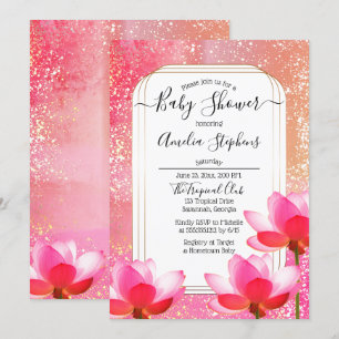 Convites Chá de fraldas floral tropical de Boho Lotus da