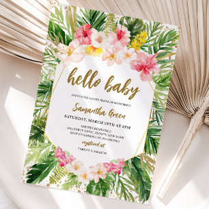 Convites Chá de fraldas Floral Tropical Girl