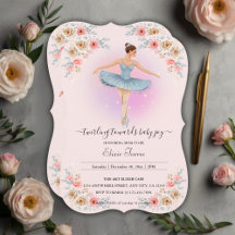Chá de fraldas Floral Twirling Ballerina Watercolo