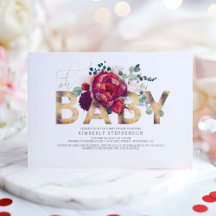 Chá de fraldas Floral Vermelho e Rosa Esbranquiçad