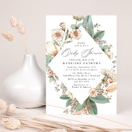 Convites Chá de fraldas Floral Vintage Country