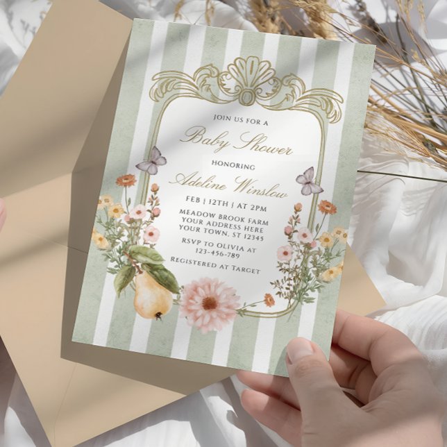 Convites Chá de fraldas Floral Vintage Fall (Criador carregado)